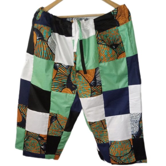 Other - NEW Patchwork Shorts Custom BayeFall Injahaz African Wax Fabric Handmade 1 of 1